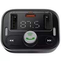 АЗУ FM модулятор Baseus S-09 Pro Series 18W (2USB-A/1C) (C10762200113) Cluster Black