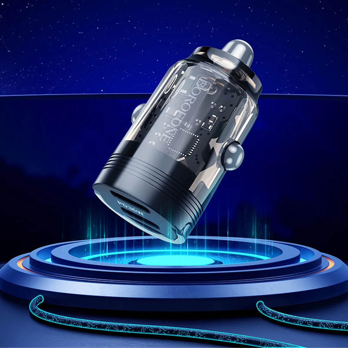 АЗУ Borofone BZ29B Outstanding PD36W (2USB-C) + кабель Type-C to Lightning Transparent black