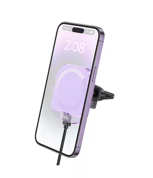 Автотримач із БЗУ Hoco HW17 Crystal (air outlet) Romantic purple