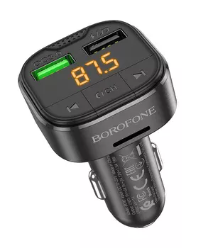 АЗУ FM модулятор Borofone BC43 Flash QC3.0 Black