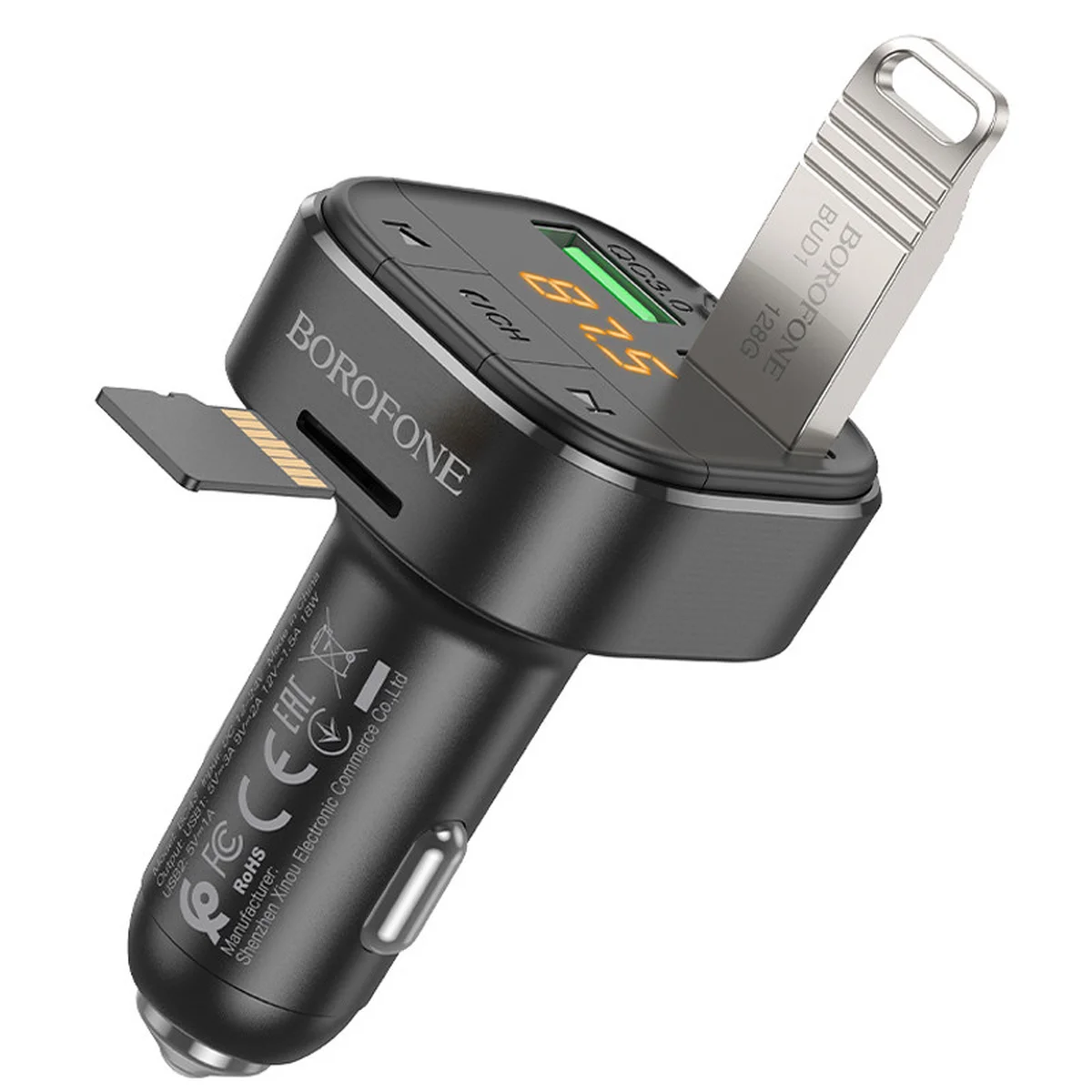 АЗУ FM модулятор Borofone BC43 Flash QC3.0 Black