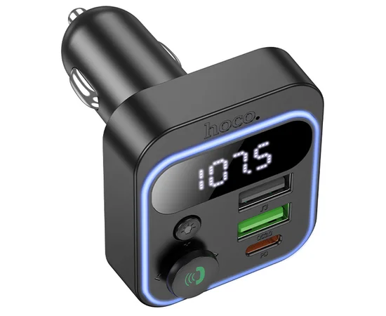 АЗУ FM модулятор Hoco E85 Tiger PD20W+QC3.0 Black