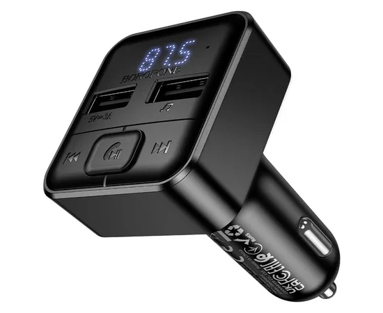 АЗУ FM модулятор Borofone BC63 Selecto QC3.0 (2USB-A) Black