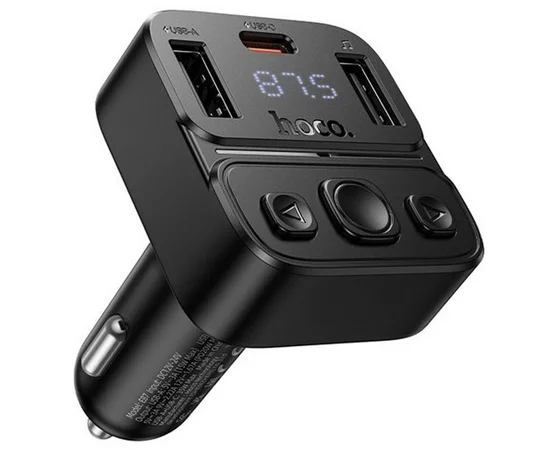 АЗУ FM модулятор Hoco E87 Delta 35W (1USB-A/1C) Black