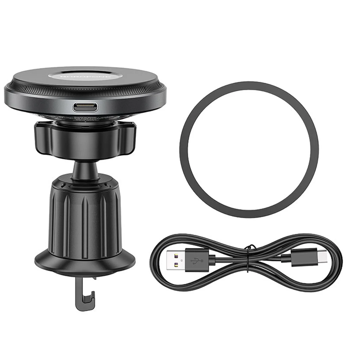 Автодержатель с БЗУ Borofone BH202 Seaside magnetic Metal gray