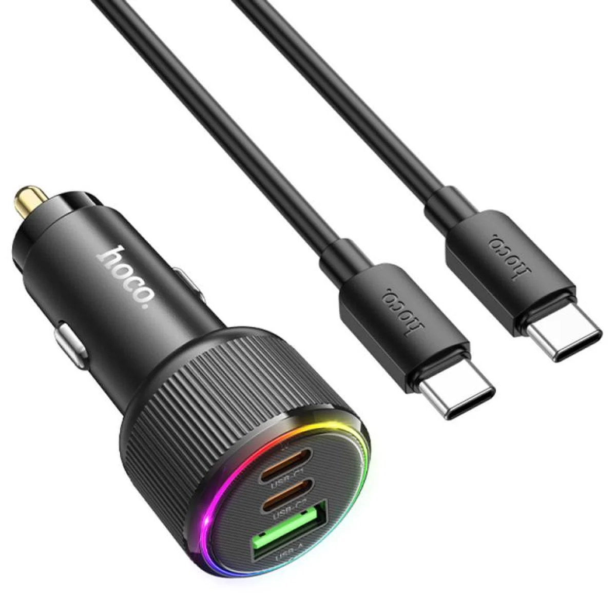 АЗУ Hoco NZ17 High Power 45W (1USB-A/2C) + кабель Type-C to Type-C Black