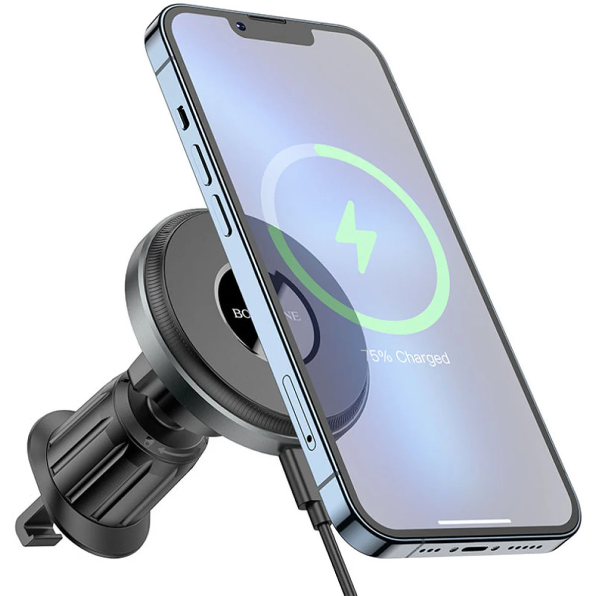 Автодержатель с БЗУ Borofone BH202 Seaside magnetic Metal gray