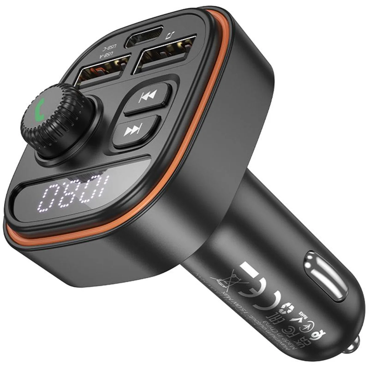 АЗУ FM модулятор Borofone BC59 Heroic (2USB-A/1C) Black