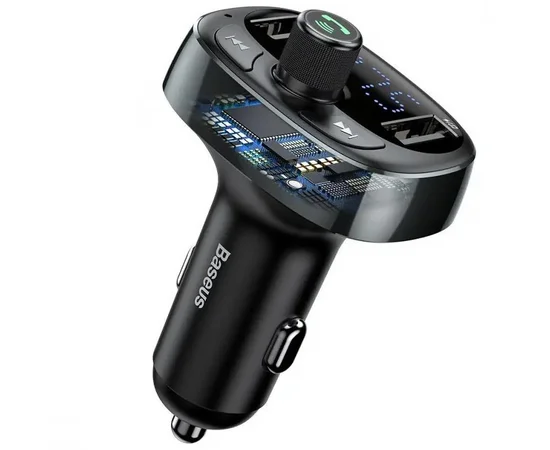 АЗУ FM модулятор Baseus S-09 Overseas Edition 3.4A (2USB-A) (CCMT000301) Black