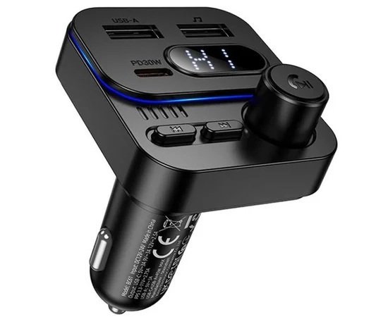 АЗУ FM модулятор Borofone BC61 Ocean 45W (1USB-A/1C) Black