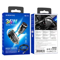 АЗУ Borofone BZ29B Outstanding PD36W (2USB-C) + кабель Type-C to Lightning Transparent black