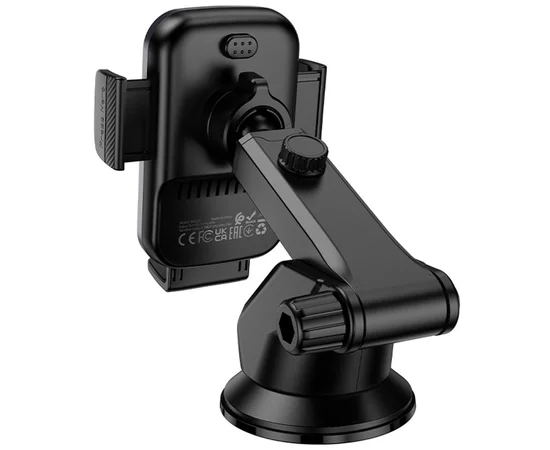 Автоутримувач із БЗУ Borofone BH222 Leading 15W (center console) Black / Metal gray