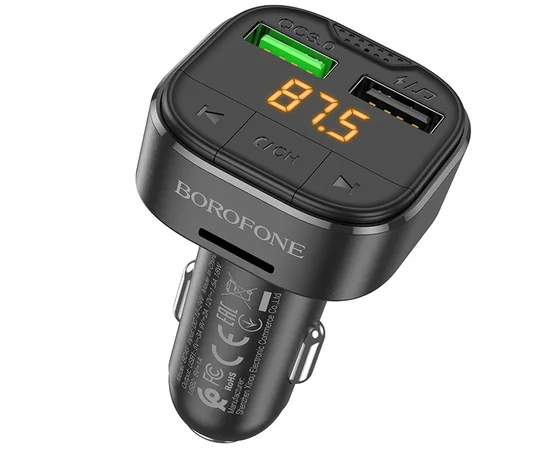 АЗУ FM модулятор Borofone BC43 Flash QC3.0 Black