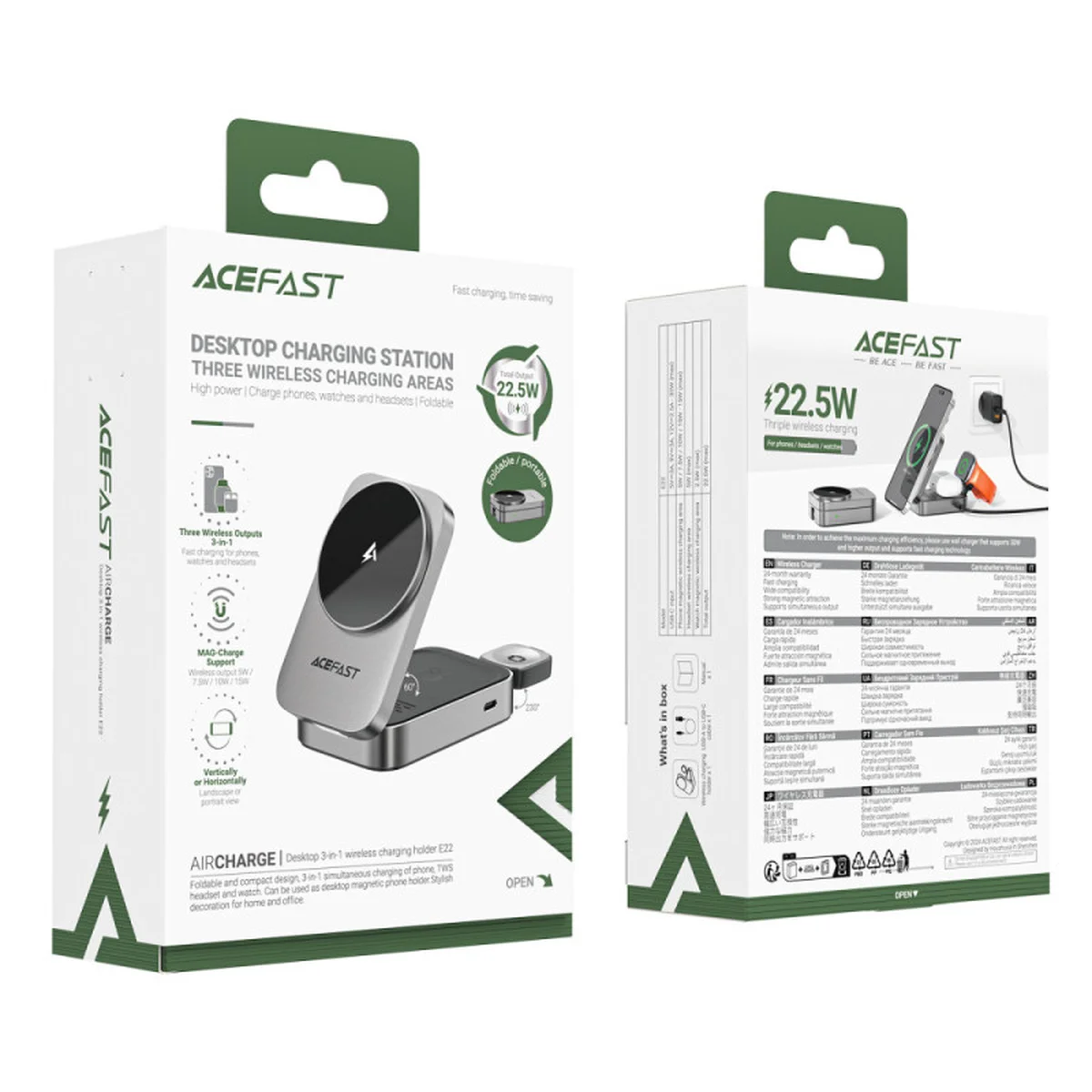 БЗУ Acefast E22 desktop 3-in-1 Metal gray