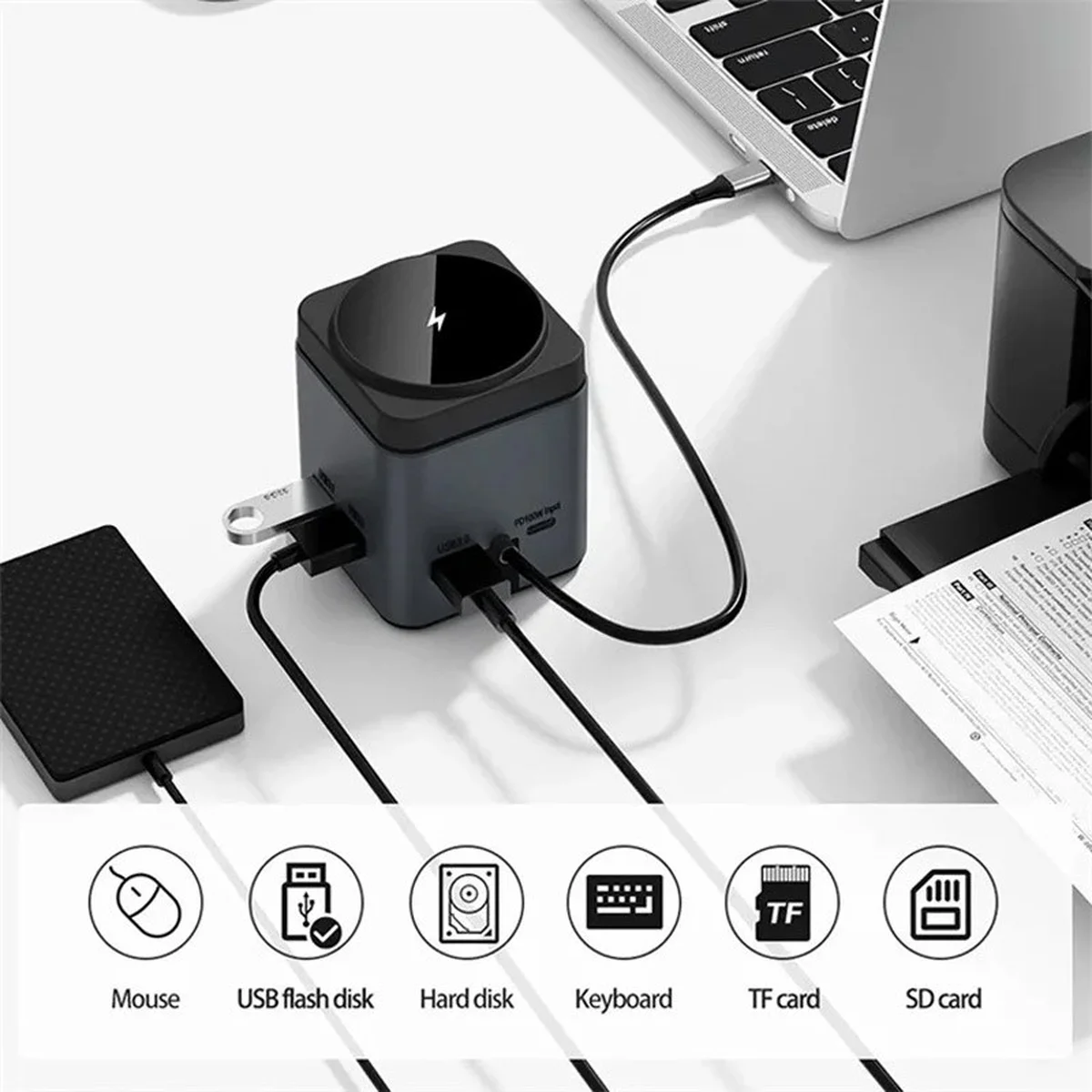 БЗУ + HUB WIWU Wi-W025 Cub 9in1 USB-C Gray