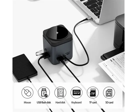 БЗУ + HUB WIWU Wi-W025 Cub 9in1 USB-C Gray