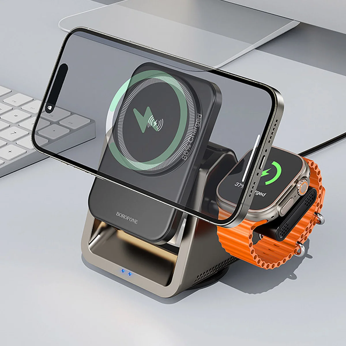 БЗУ BOROFONE BQ30 Wide 3in1 15W Metal gray
