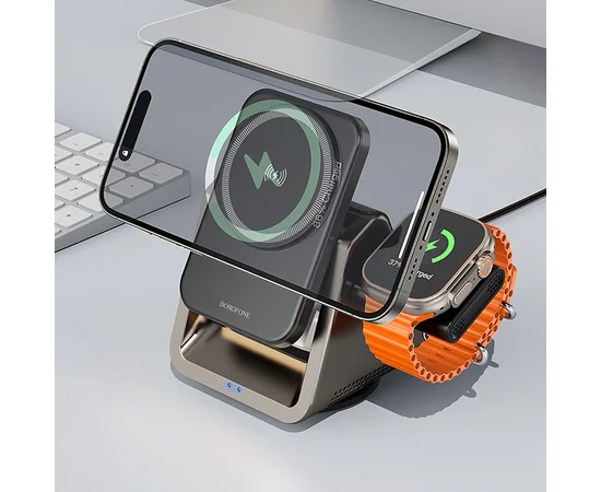 БЗУ BOROFONE BQ30 Wide 3in1 15W Metal gray