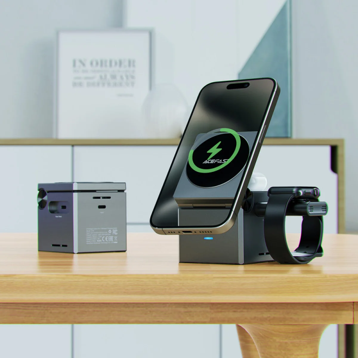 БЗУ Acefast E18 Rubik's Cube 3-in-1 Metal gray