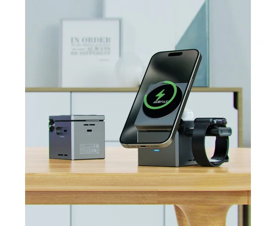 БЗУ Acefast E18 Rubik's Cube 3-in-1 Metal gray