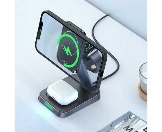 БЗУ Acefast E3 desktop 3-in-1 Black