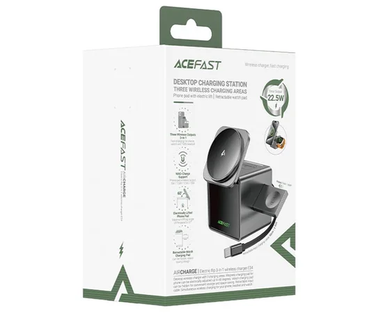 БЗУ Acefast E34 desktop 3in1 15W Gray