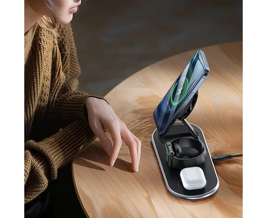 БЗУ Acefast E19 Qi2 desktop 3-in-1 Black