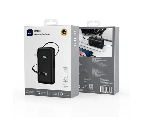 Портативное ЗУ Power Bank WIWU Wi-P049 PD20W with cable 10000 mAh Black