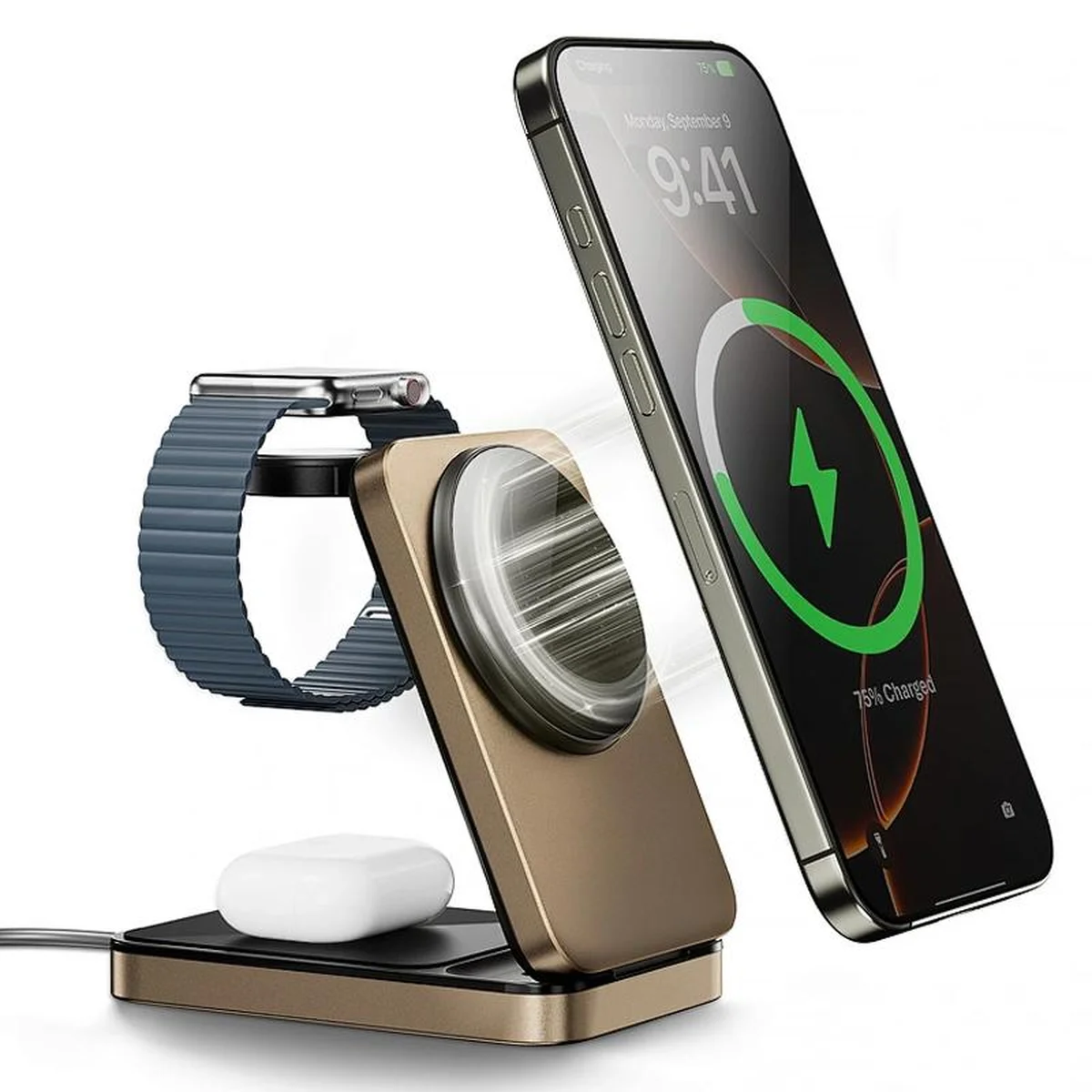 БЗУ WIWU Wi-W038 Triple 3 in 1 wireless charger Gold
