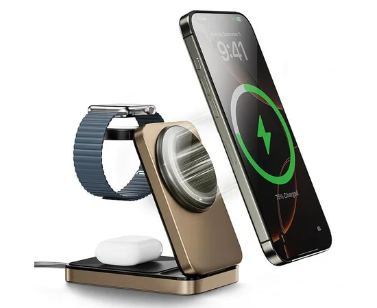 БЗУ WIWU Wi-W038 Triple 3 in 1 Wireless Charger Gold
