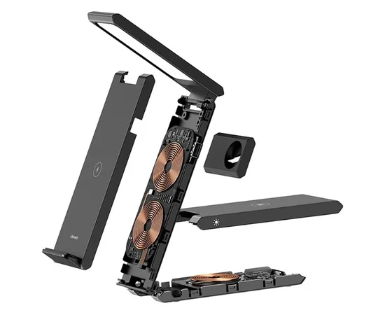 БЗУ Usams US-CD181 15W 3in1 with Table Lamp Black