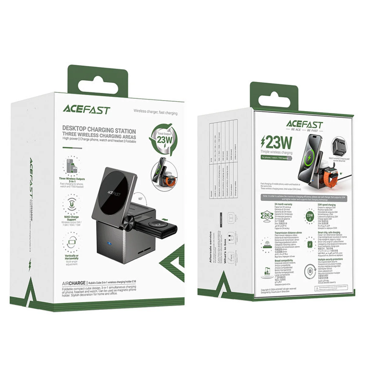 БЗУ Acefast E18 Rubik's Cube 3-in-1 Metal gray