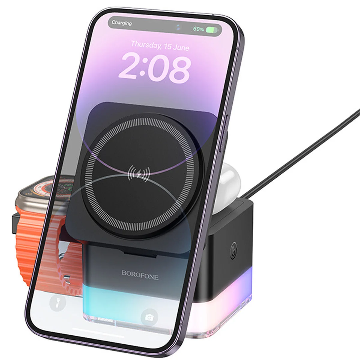 БЗУ BOROFONE BQ34 Square 3in1 15W Black