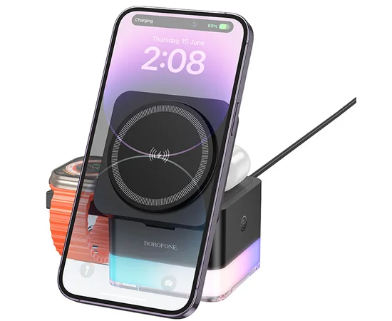 БЗУ BOROFONE BQ34 Square 3in1 15W Black