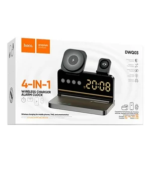 БЗУ Hoco DWQ03 North 4in1 with alarm clock Black