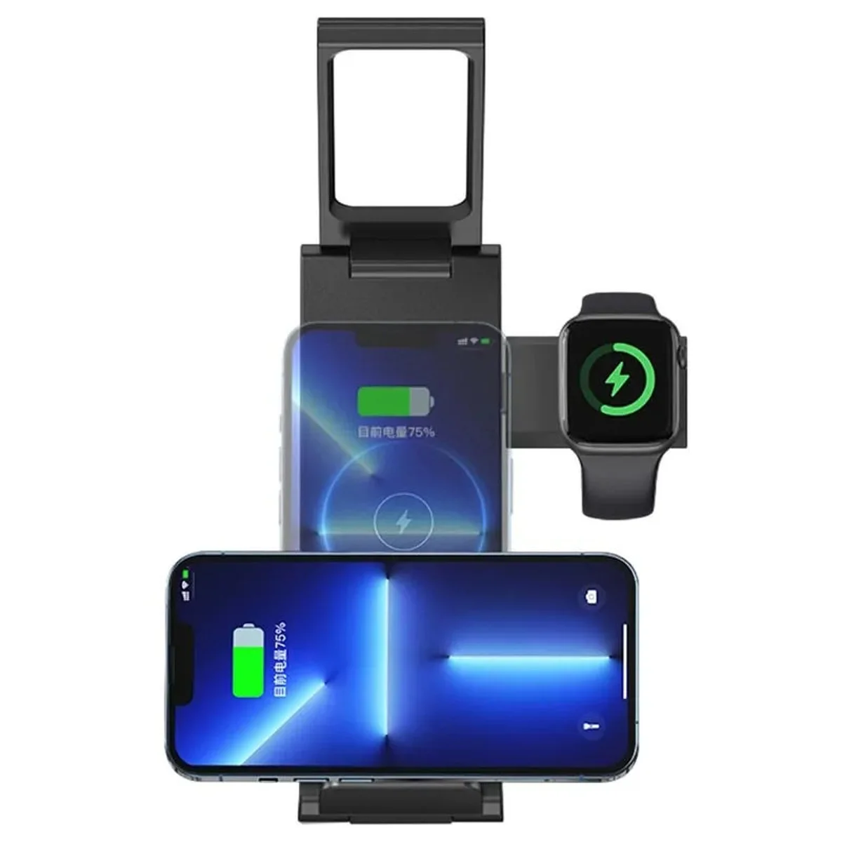 БЗУ Usams US-CD181 15W 3in1 with Table Lamp Black