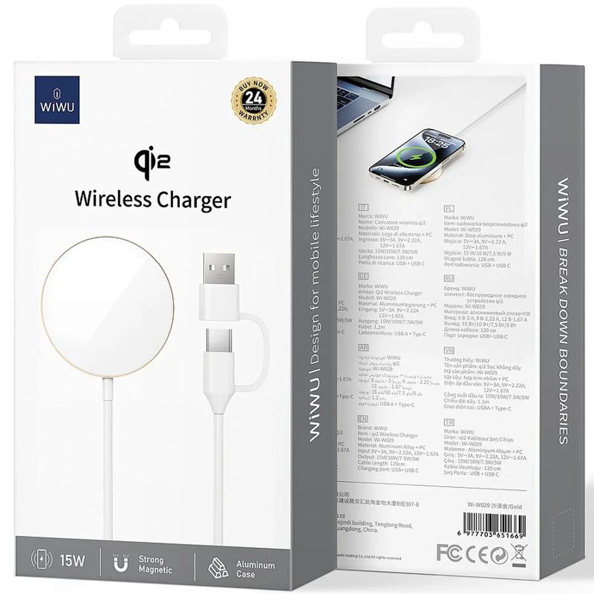 БЗУ WIWU Wi-W029 MagCircle Qi2 15W Gold