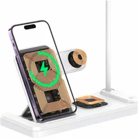 БЗУ Usams US-CD195 15W 4in1 Wireless Charging Holder With Table Lamp White