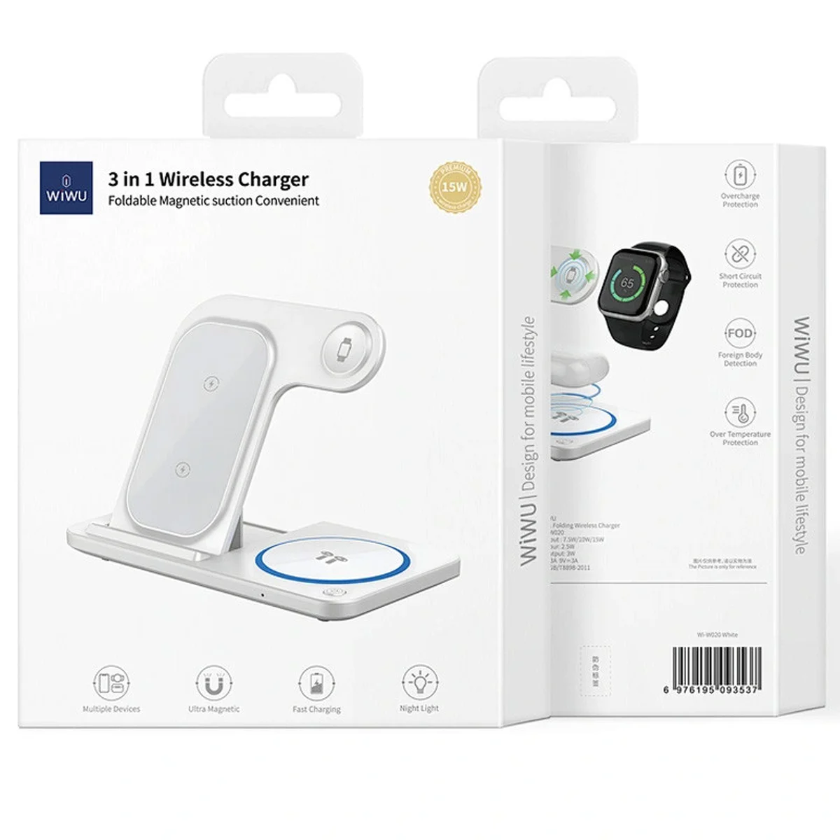 БЗУ WIWU Wi-W020 3 in 1 wireless charger White