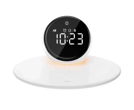 БЗУ WIWU Wi-W017 15W Wireless Charger+Digital Alarm+Bluetooth Speaker White