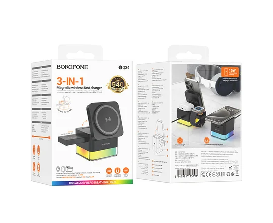 БЗУ BOROFONE BQ34 Square 3in1 15W Black