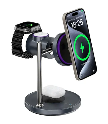 БЗУ WIWU Wi-W041 Space Qi2 3 in 1 Wireless Charger Black