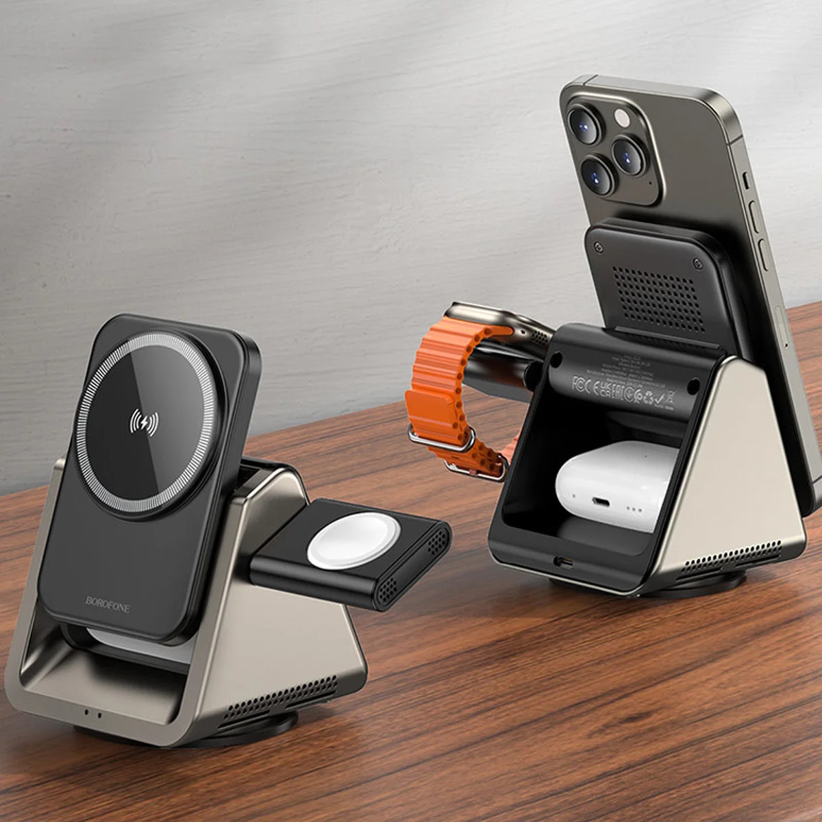 БЗУ BOROFONE BQ30 Wide 3in1 15W Metal gray