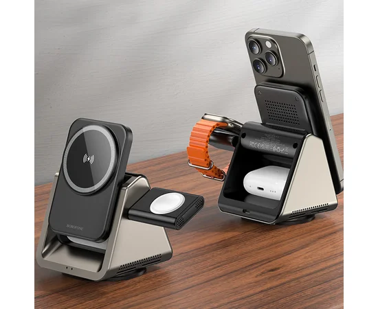 БЗУ BOROFONE BQ30 Wide 3in1 15W Metal gray
