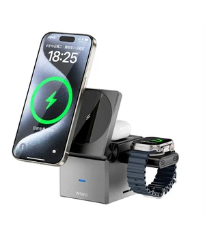 БЗУ WIWU Wi-W030 Planeta Trio 3 in 1 Cableless charger Gray