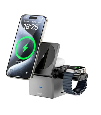 БЗУ WIWU Wi-W030 Planeta Trio 3 in 1 Cableless charger Gray