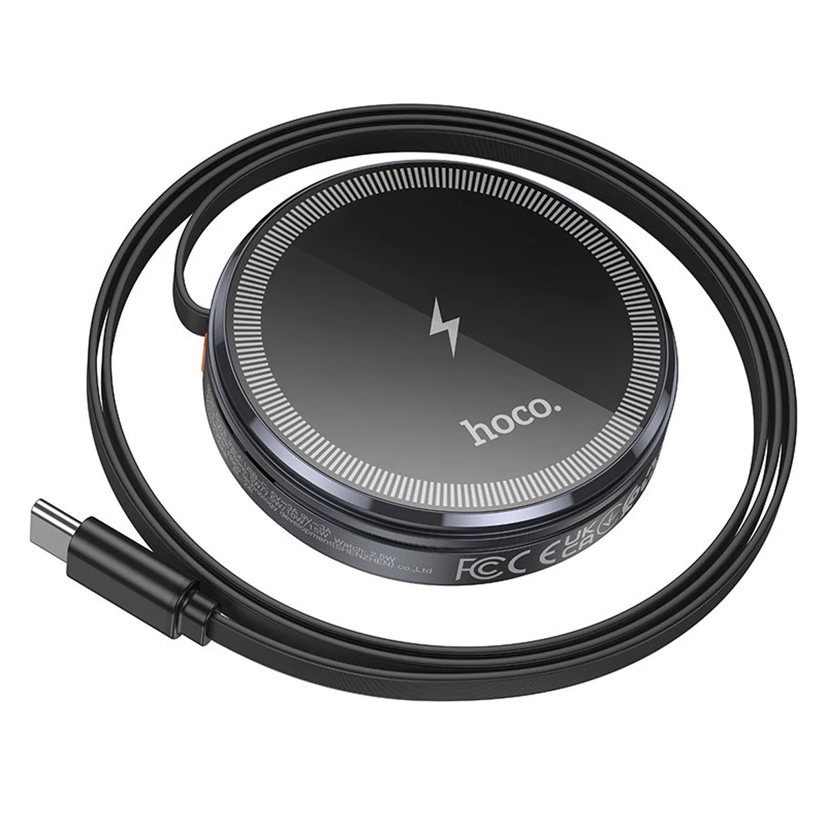 БЗУ Hoco CQ18 Flash 2in1 Magnetic + iWatch (with retractable cable Type-C) Metal gray