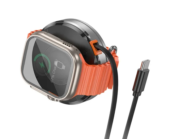 БЗУ Hoco CQ18 Flash 2in1 Magnetic + iWatch (з retractable cable Type-C) Silver