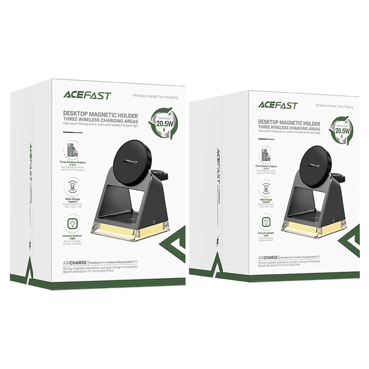 БЗУ Acefast E17 desktop 3-in-1 Black