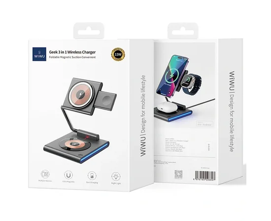 БЗУ WIWU Wi-W023 3 in 1 wireless charger Grey